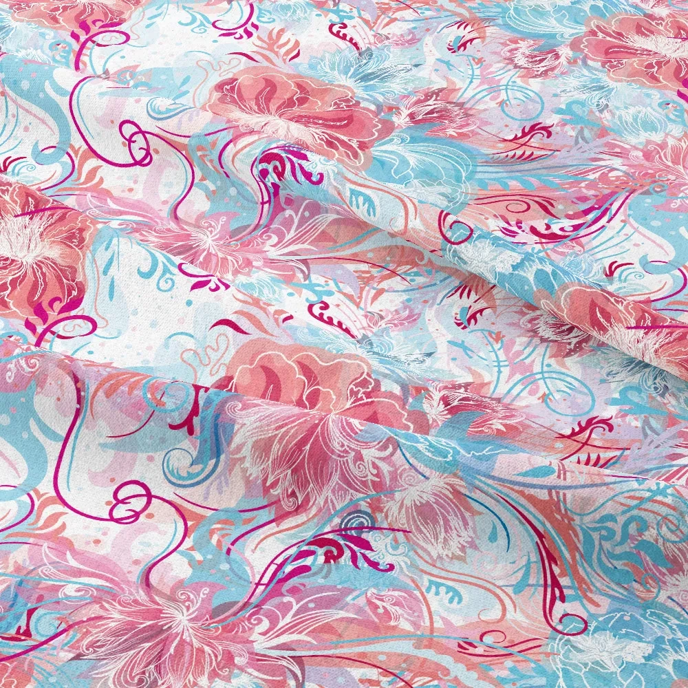 Soft Vintage Powder Blue Flowers Liberty Floral Print – Custom Print Fabrics