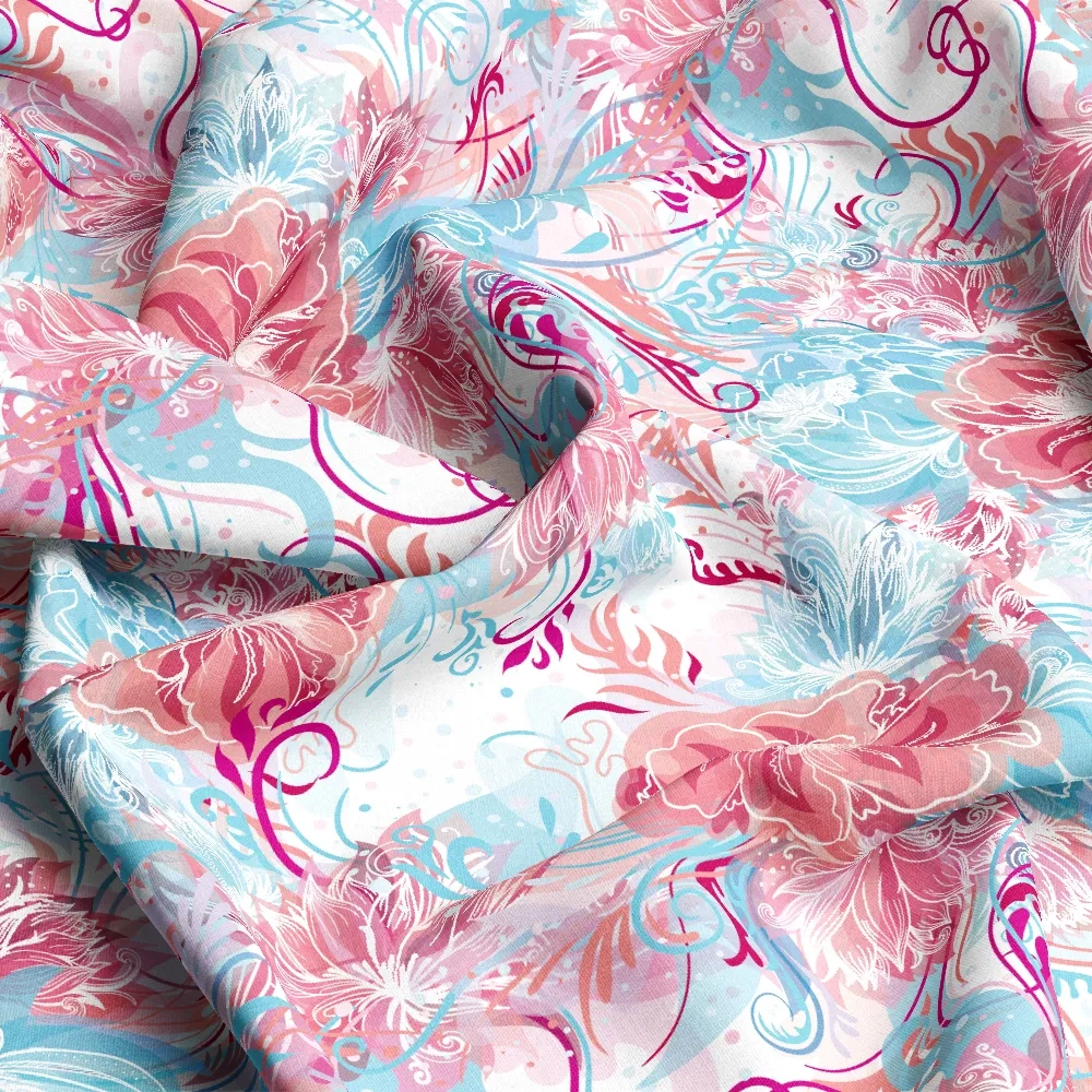 Soft Vintage Powder Blue Flowers Liberty Floral Print – Custom Print Fabrics