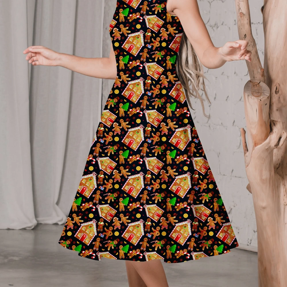Cartoon Print Fabrics with Christmas Gingerbread House Man - Custom Repeat Designs for Every Application