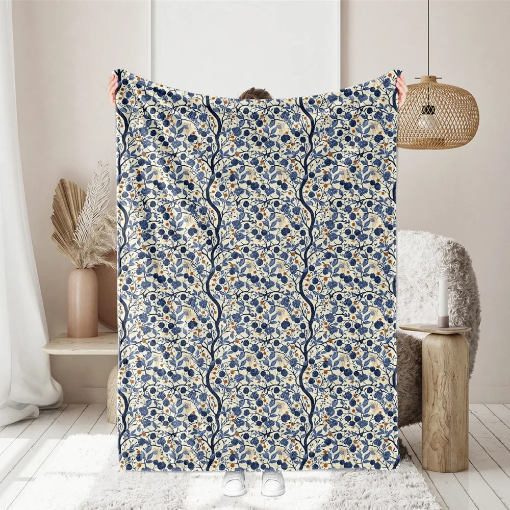 William Morris-Inspired Curved Tree Branch with Fantastic Liberty Flower and Leaves – Custom Print Fabrics