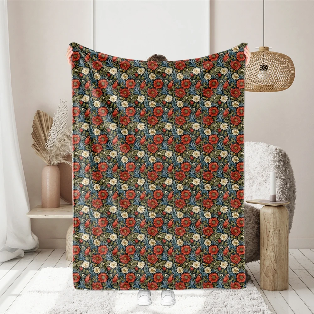 William Morris Liberty Floral with Vibrant Blossoming Flowers and Flowing Greenery Fabric – Custom Print Fabrics