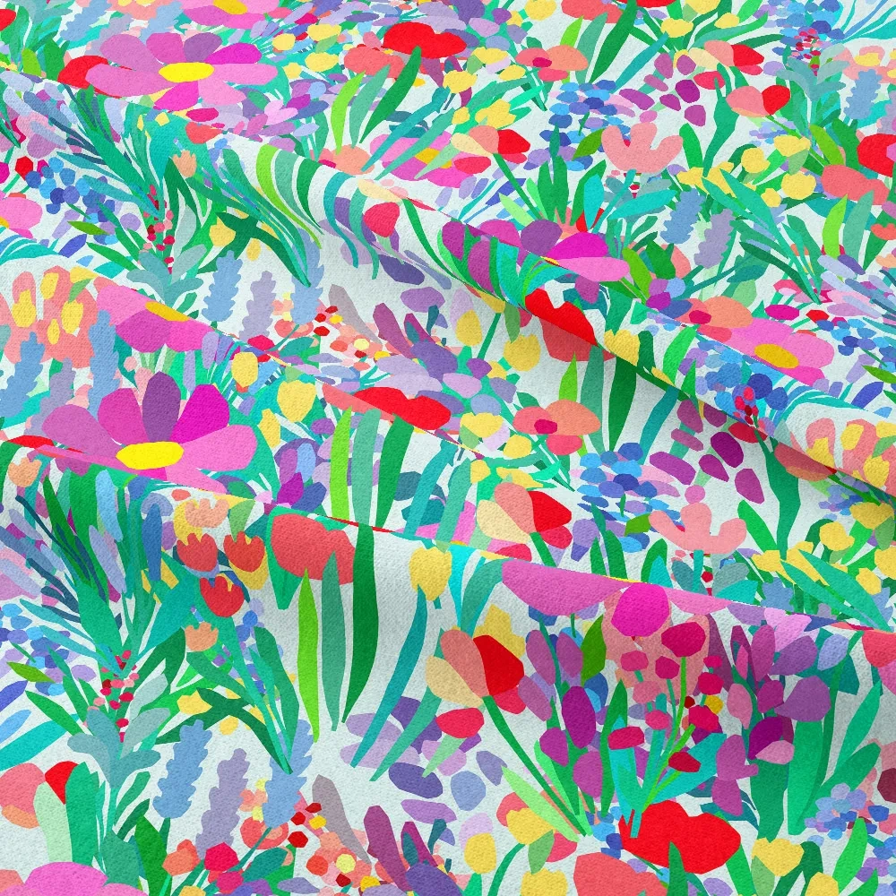 Rich Botanical Patterns Vintage Painting Liberty Floral Print with Layered Design Flowers and Leaves – Custom Print Fabrics