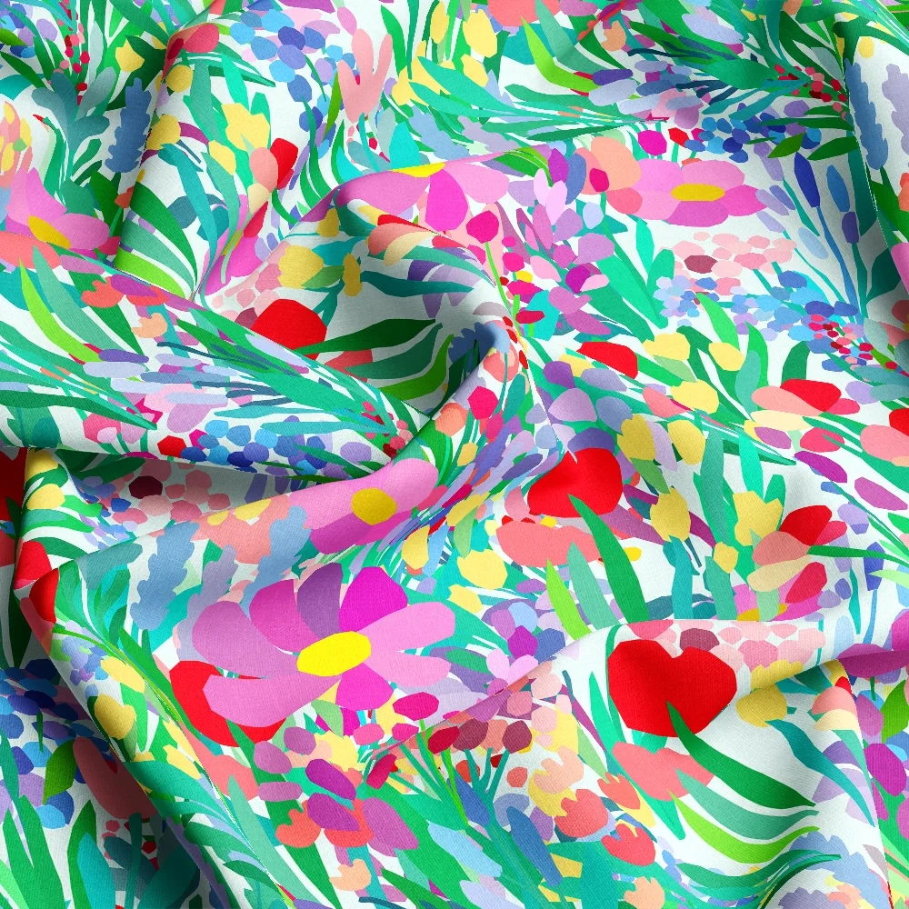 Rich Botanical Patterns Vintage Painting Liberty Floral Print with Layered Design Flowers and Leaves – Custom Print Fabrics