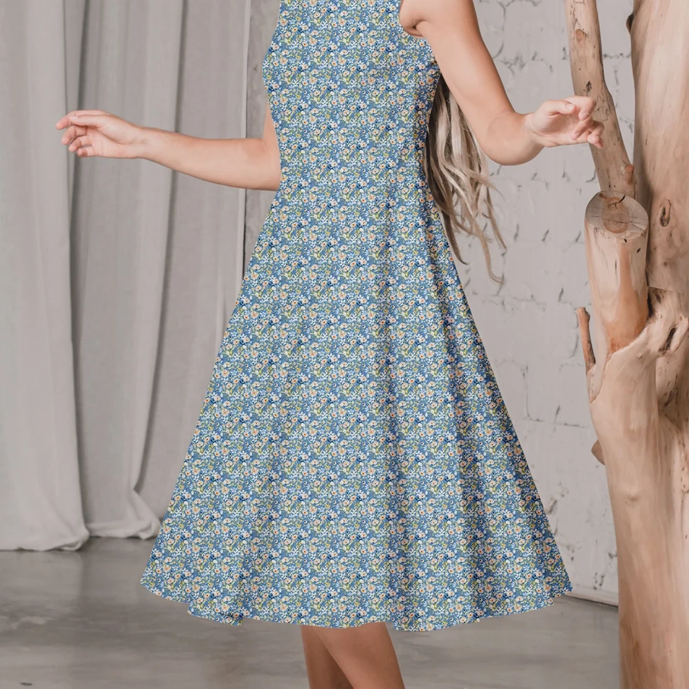 Soft - Toned Vintage Nature - Inspired Liberty Floral Print with Graceful White Flowers and Green Leaves – Custom Print Fabrics