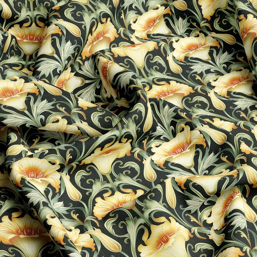 Art Nouveau Liberty Floral with Natural Romantic Delicate Warm Flowers – Custom Print Fabrics