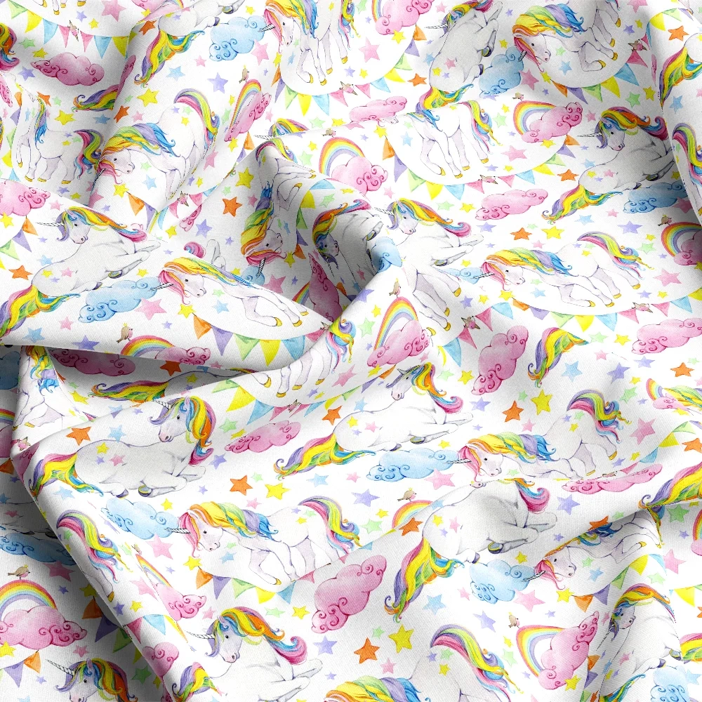 Personalized Cartoon Rainbow Unicorn Fabric Designs - High - Quality Seamless Prints