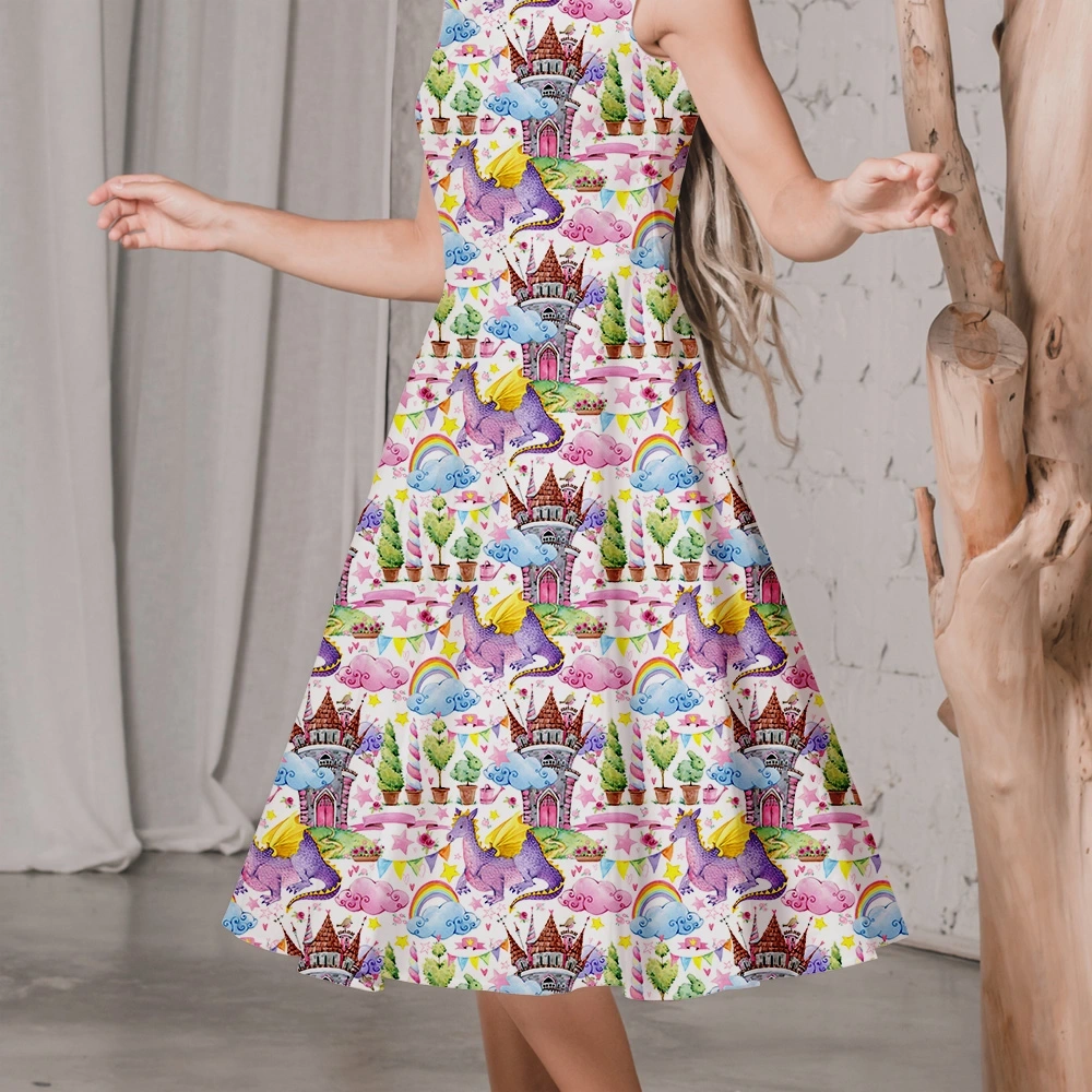 Custom Fairy Dragon and Clouds Print Fabrics - Tailored Seamless Patterns for Any Fabric Use