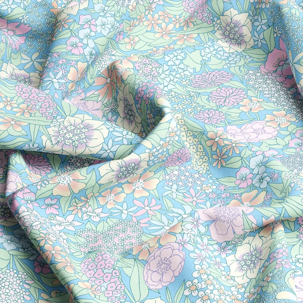 Colorful and Charming Liberty - Style Floral Fabric – Custom Print Fabrics