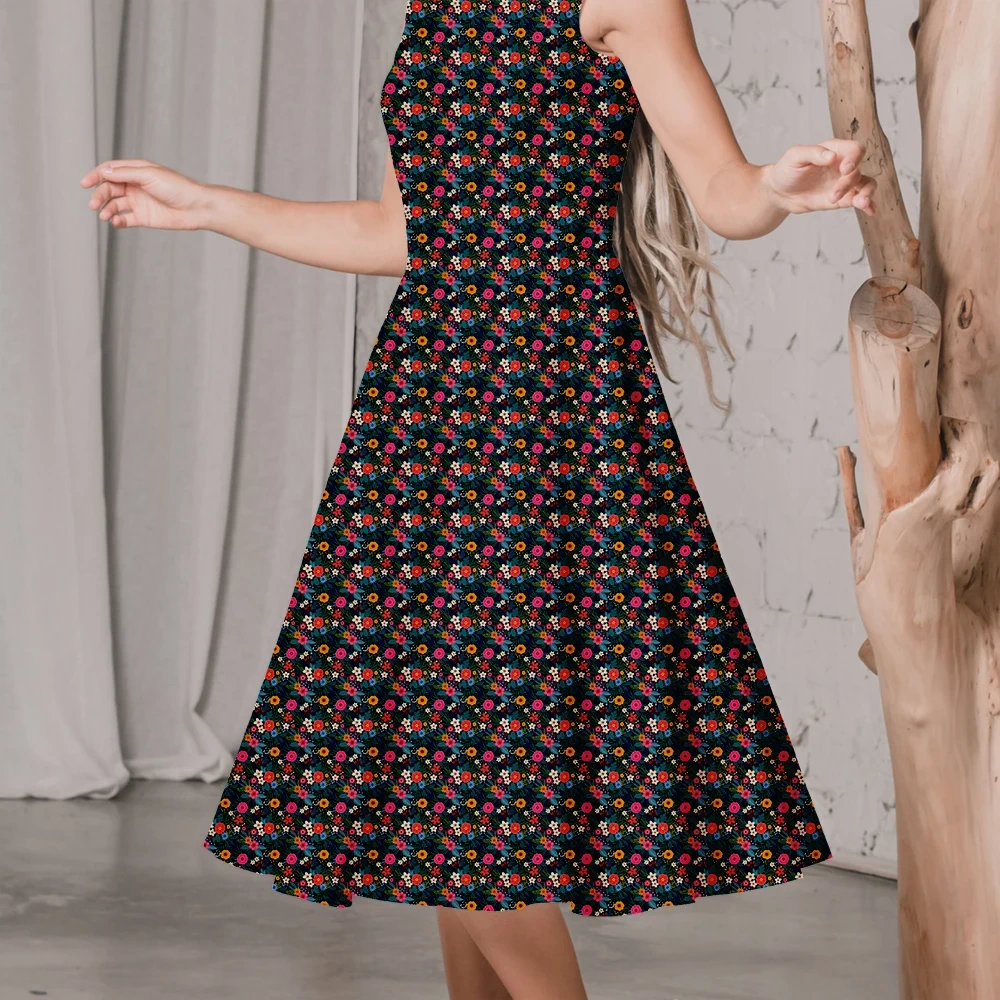Vintage Liberty Floral Fabric with Dark Warm-Toned Small Flowers and Green Leaves – Custom Print Fabrics
