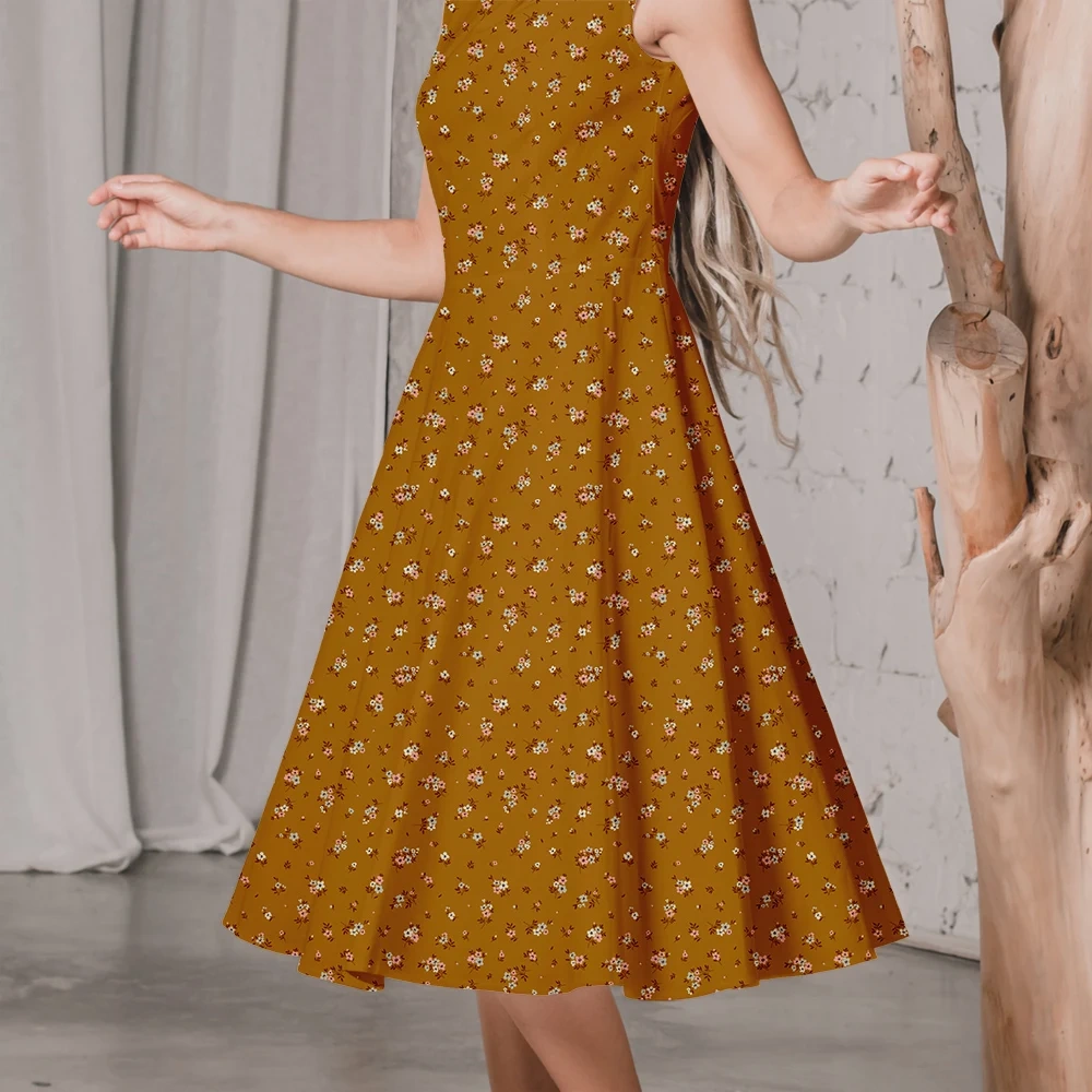 Vintage Light and Graceful Liberty Floral Print with Yellow - Toned Organic Mix of Small Flowers and Leaves – Custom Print Fabrics
