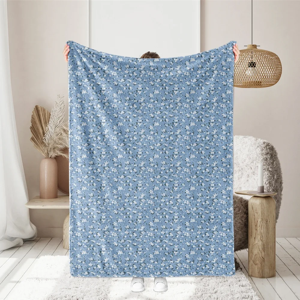 Vintage Elegant Liberty Floral Print with White Flowers on a Blue Ground – Custom Print Fabrics
