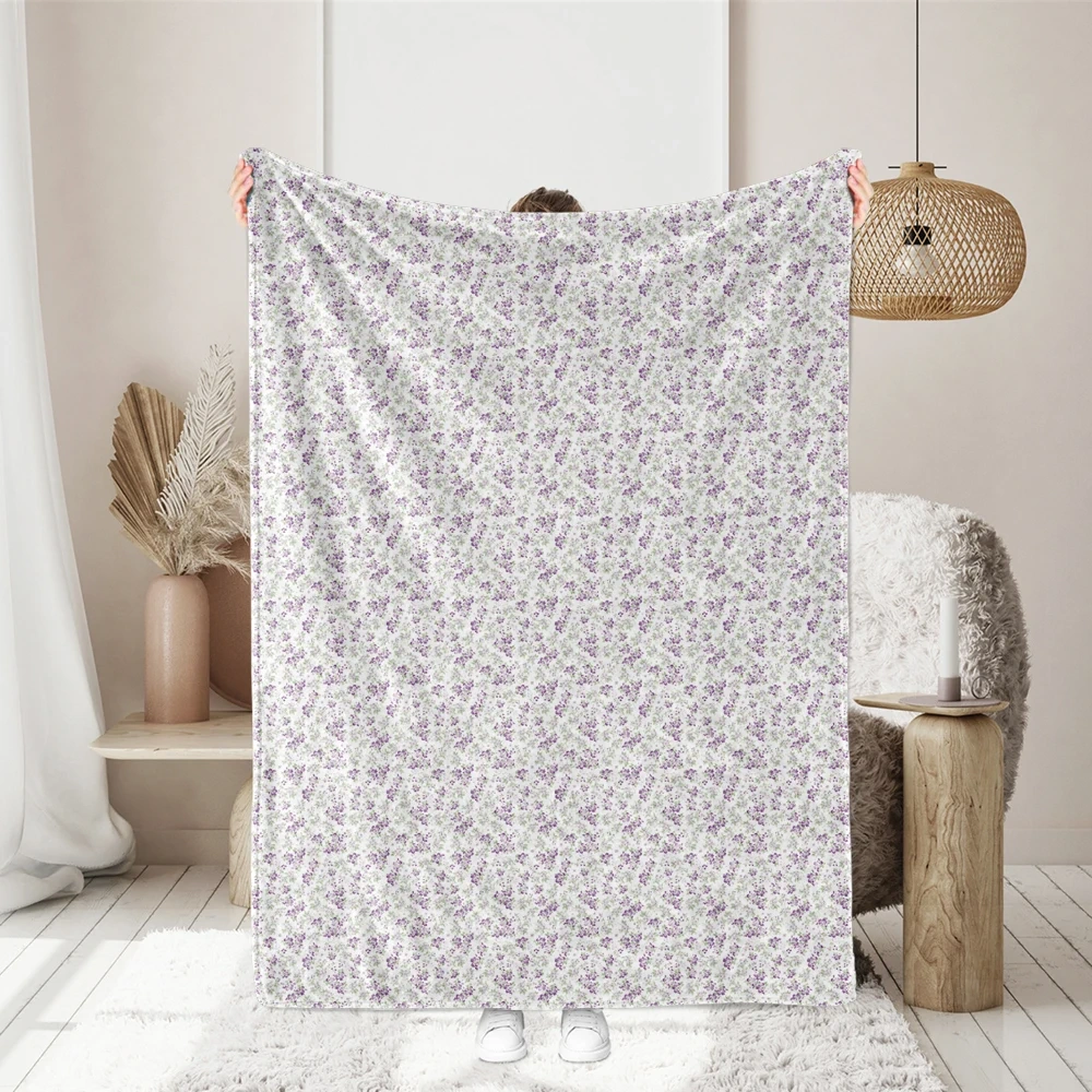 Vintage Light and Graceful Liberty Floral Print with Purple - Toned Organic Mix of Large Flowers and Leaves – Custom Print Fabrics