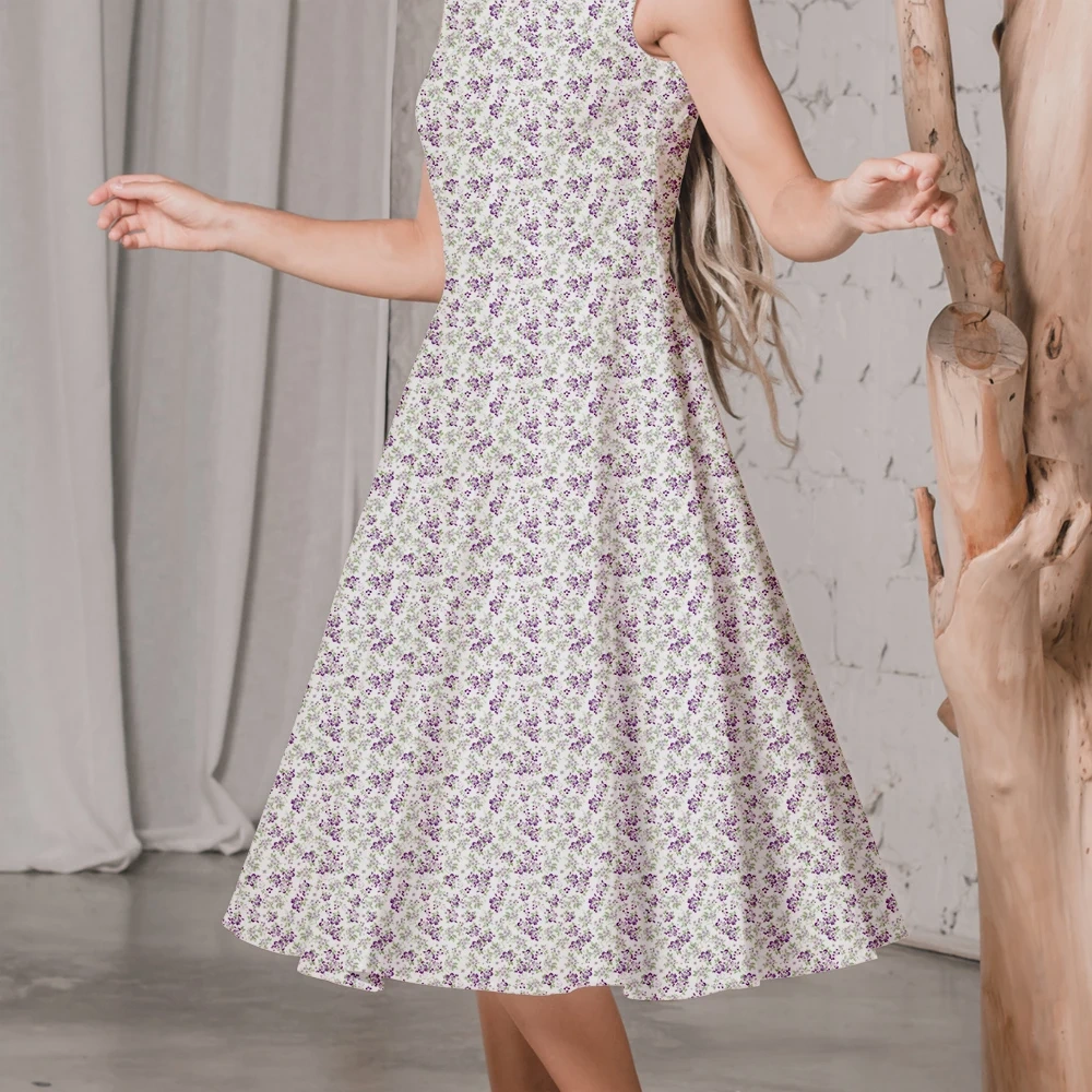 Vintage Light and Graceful Liberty Floral Print with Purple - Toned Organic Mix of Large Flowers and Leaves – Custom Print Fabrics