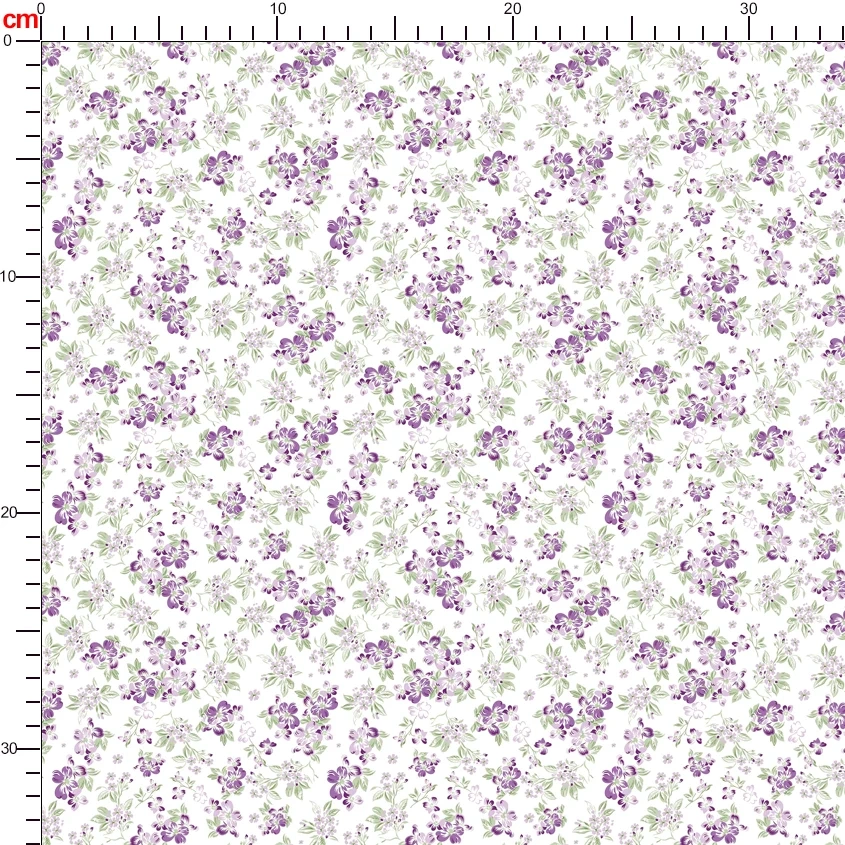 Vintage Light and Graceful Liberty Floral Print with Purple - Toned Organic Mix of Large Flowers and Leaves – Custom Print Fabrics