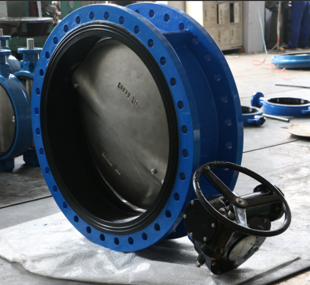 36" Double Flange Butterfly Valve — Ductile Iron Body, CF8M Disc, Gear Operated