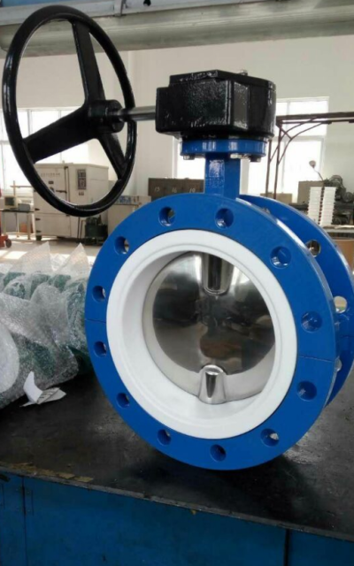 Split Body Double Flange Butterfly Valve — PTFE Lined Body, Polished Stainless Steel Disc