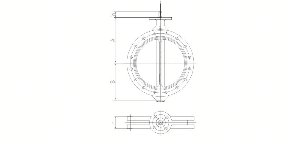 U Type Concentric Butterfly Valve Dimension CAD Drawing Laux Valve