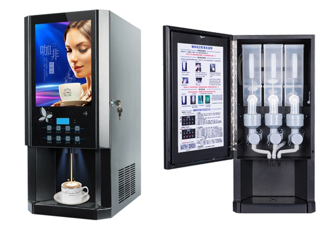 Hot Cold coffee drinks and water dispenser vending machine with cooling system