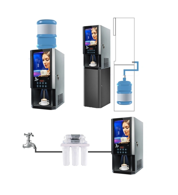 Hot Cold coffee drinks and water dispenser vending machine with cooling system
