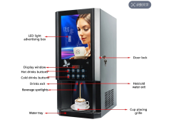 Hot Cold coffee drinks and water dispenser vending machine with cooling system