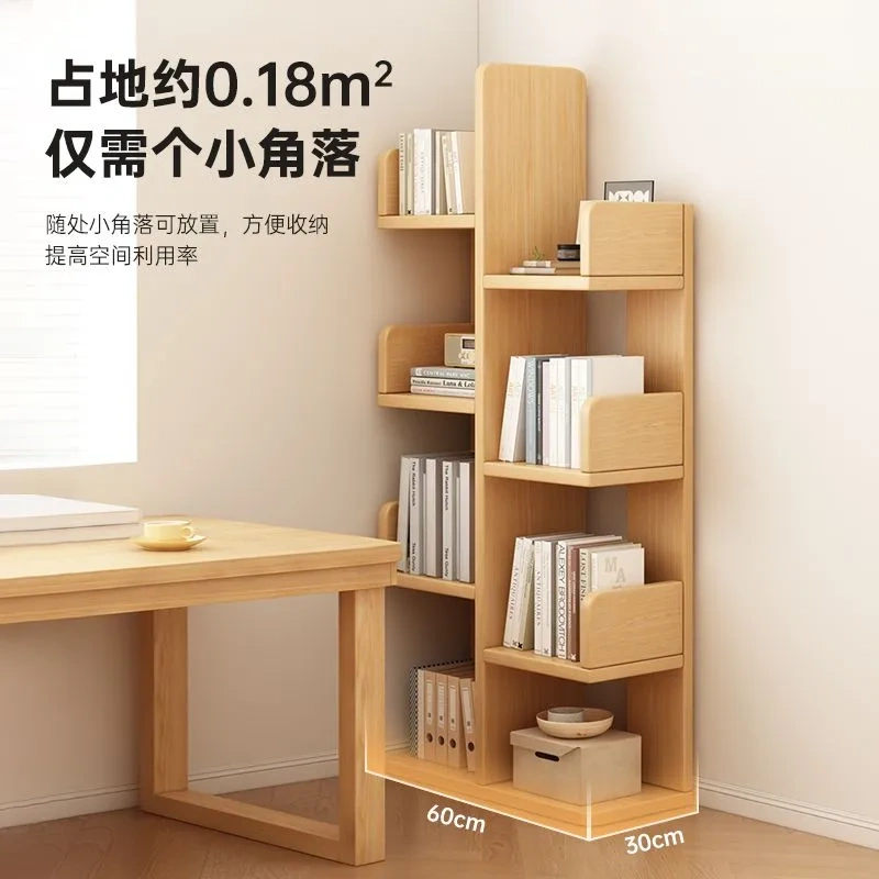 【訂購限量款】實木書架置物架落地簡易家用客廳臥室靠墻花架簡約創意樹形小書櫃