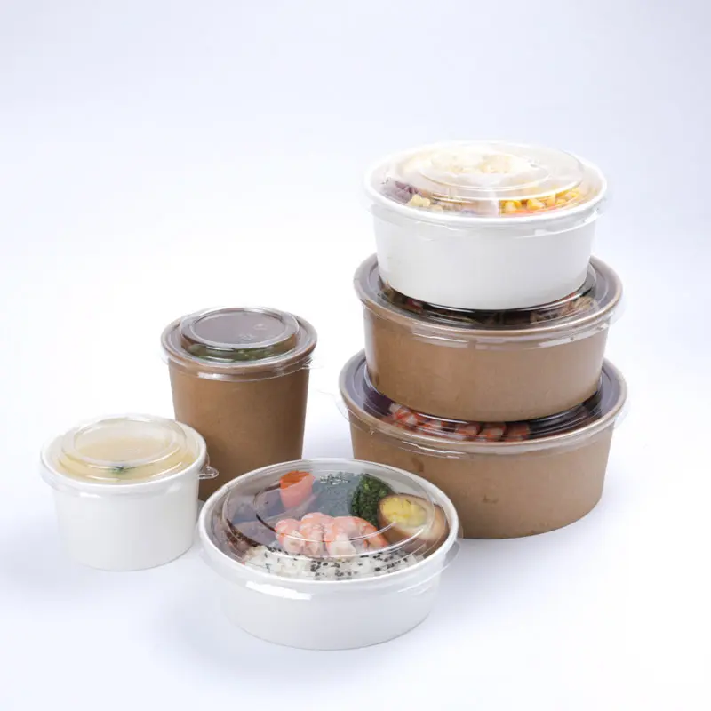 Kraft paper soup cup round container