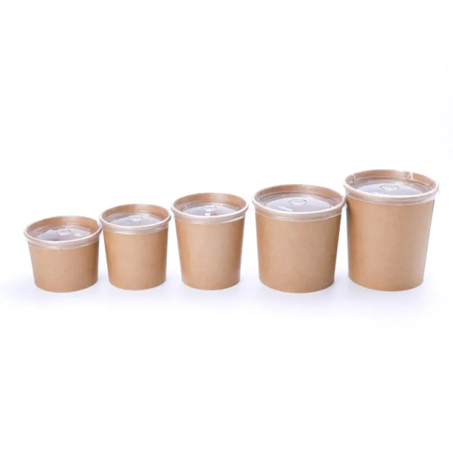 Kraft paper soup cup round container