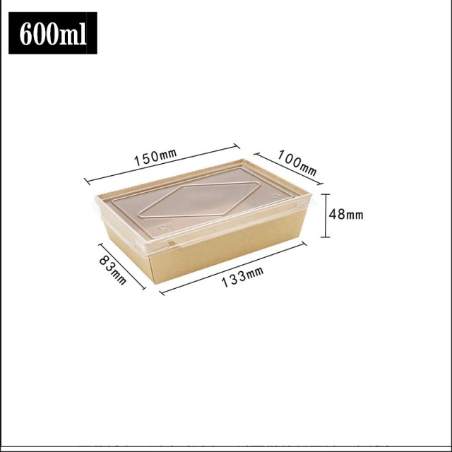 Salad kraft box with pe plastic lid