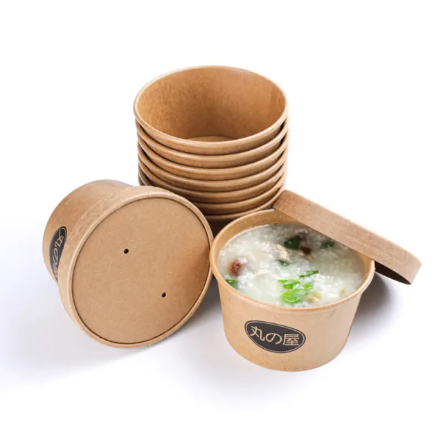 Kraft brown white paper bowl salad bowl