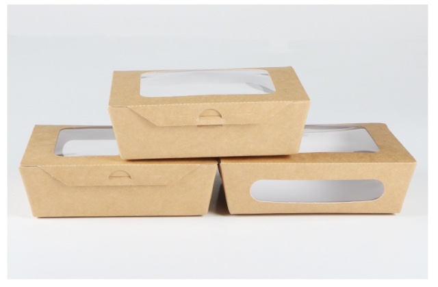Salad kraft container with clear window