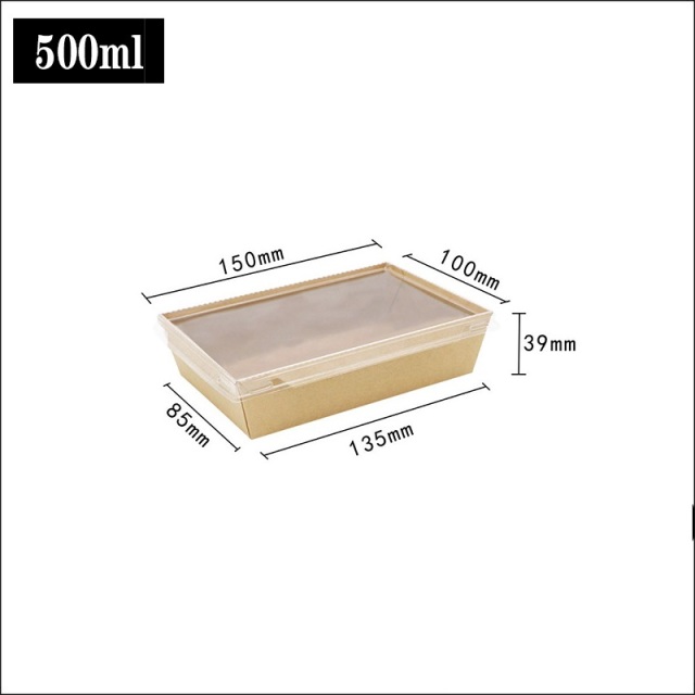 Salad kraft box with pe plastic lid