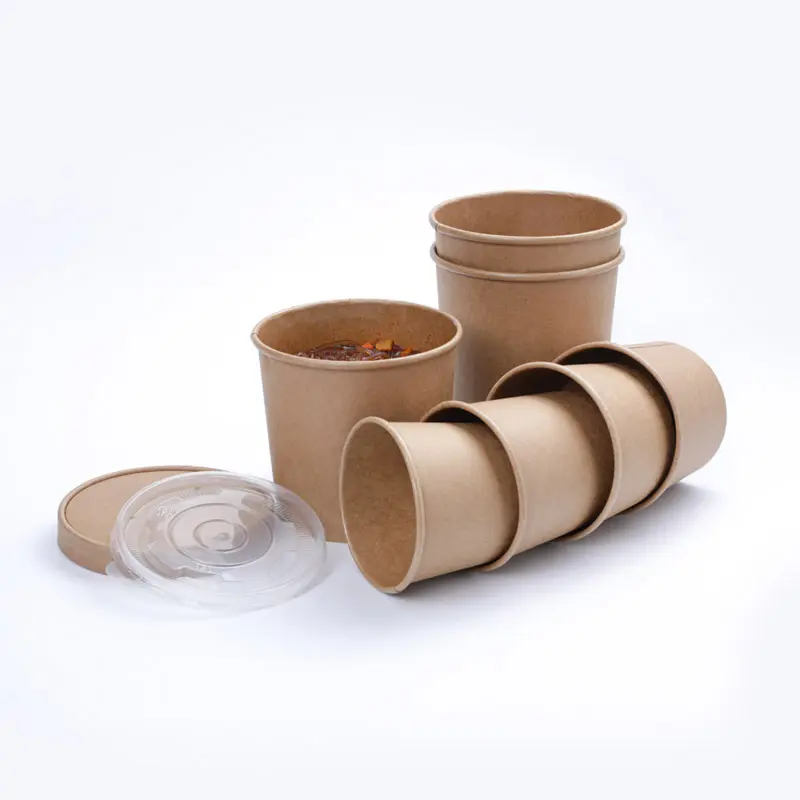 Kraft brown white paper bowl salad bowl