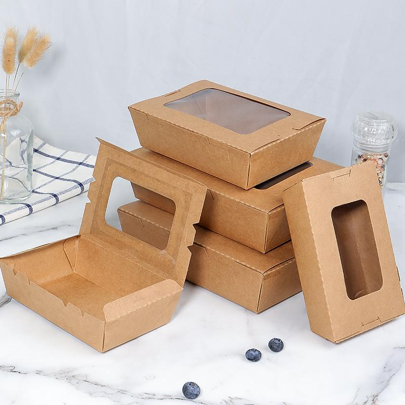 Salad kraft container with clear window