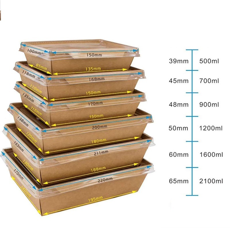 Salad kraft box with pe plastic lid