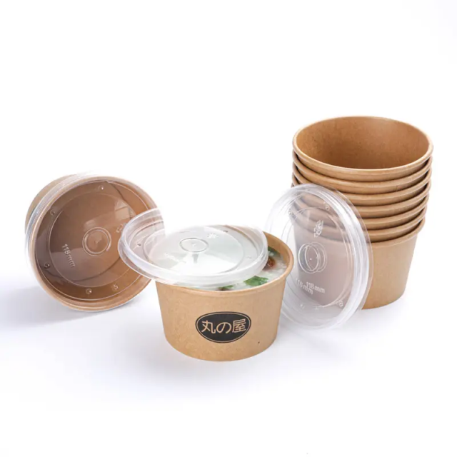 Kraft brown white paper bowl salad bowl