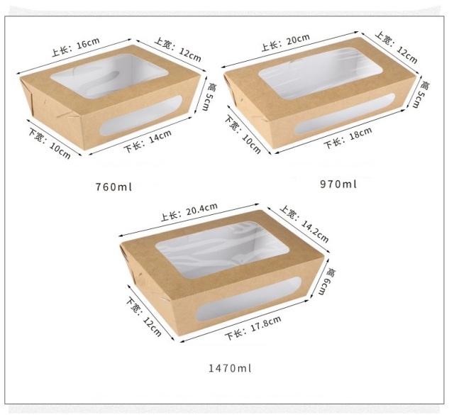 Salad kraft container with clear window