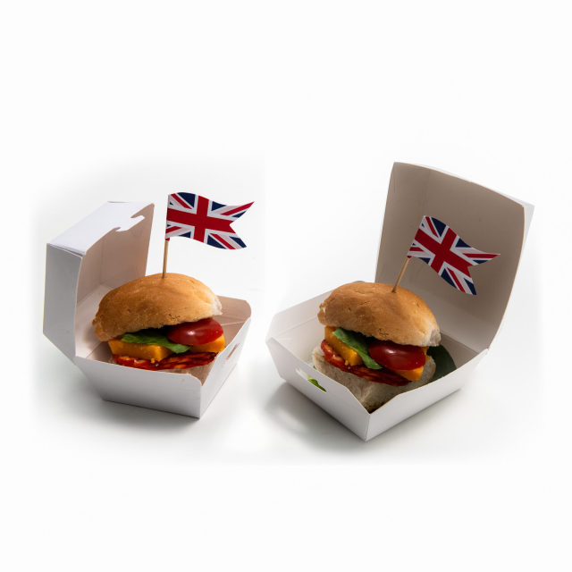 White custom printed paper burger box