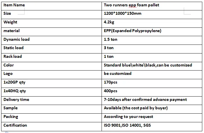 1*1.2m EPP Foam plastic pallet manufacturer