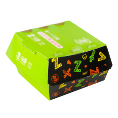 Eco food recyclable flip lid oil proof burger box disposable white kraft paper burger packaging boxes