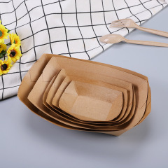 Kraft Paper Boat Box Food Container Food Packaging Boat Shape Box For Snack Paper Food Tray