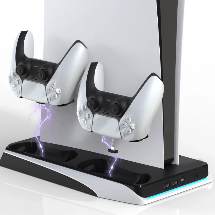 New For Play station 5 Dual Controller Charger Charging Station for PS5 Stand 2 Cooling Fan Charging Dock