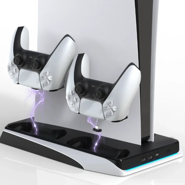 New For Play station 5 Dual Controller Charger Charging Station for PS5 Stand 2 Cooling Fan Charging Dock
