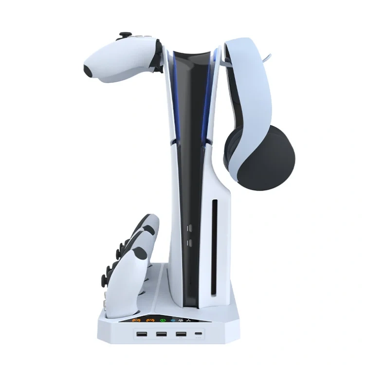 dual seat charging headphone handle hook hanging bracket charging base for ps5 slim Host multi functional cooling base