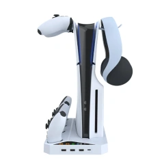 dual seat charging headphone handle hook hanging bracket charging base for ps5 slim Host multi functional cooling base