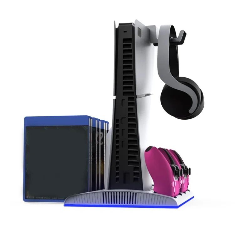 controller console dual seat charging headphone storage stand bracket for ps5/ps5 slim multifunctional bracket