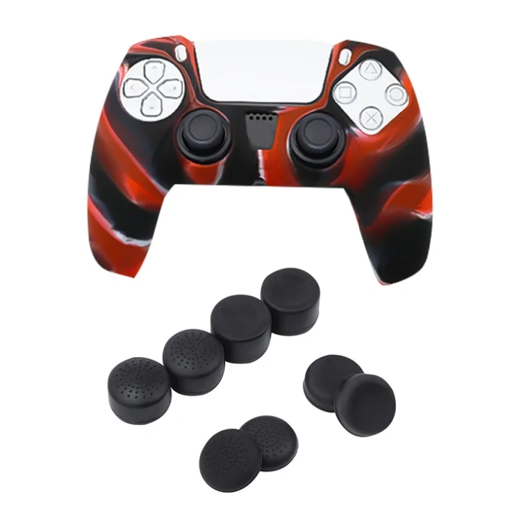 camouflage silicone cover ps5 raised cap handles oil spray protection cover button cap set