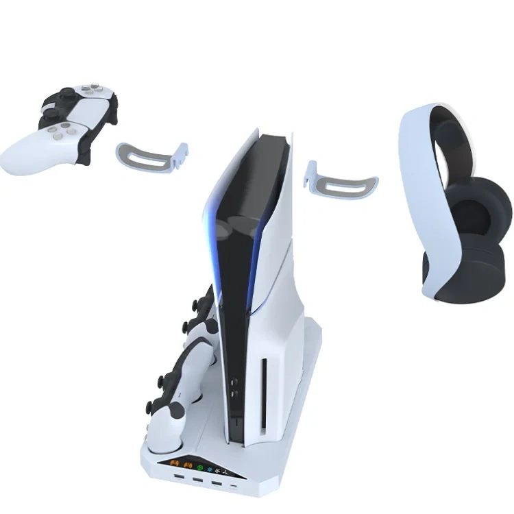 dual seat charging headphone handle hook hanging bracket charging base for ps5 slim Host multi functional cooling base