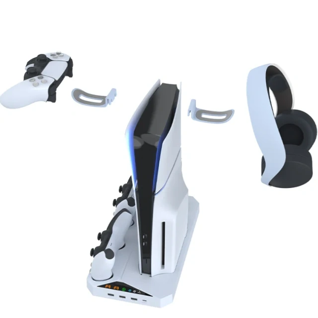 dual seat charging headphone handle hook hanging bracket charging base for ps5 slim Host multi functional cooling base