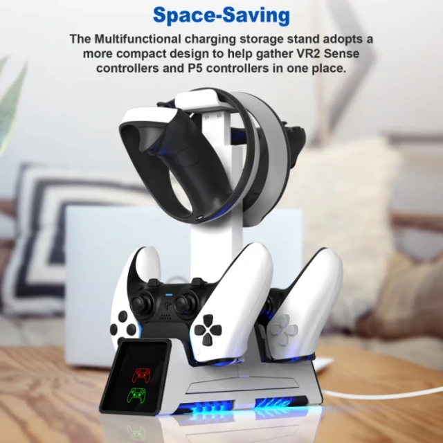 Multi-functional Charging Stand Dock For PS5/Edge Controller Charger For PS VR2 Controller Earphone Helmet Storage Stand