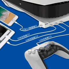 Horizontal Storage Racks For PS5 Drive/Digital With 4 USB Portable Holder For PS5 Console Horizontal Bracket Base
